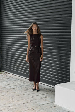 LEATHER EFFECT MIDI SKIRT - Zara фото 17
