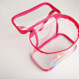 Косметичка на молнии для бассейна, с ручкой, с принтом Happy, розовая - Simaland фото 4