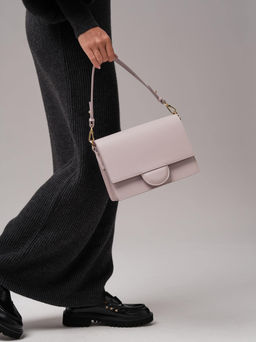 Сумка кожаная через плечо Deboro 30574 розовый дым