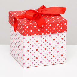 Цена за 12 шт. Коробка Самосборная В крапинку Красная, 10х10х10 см