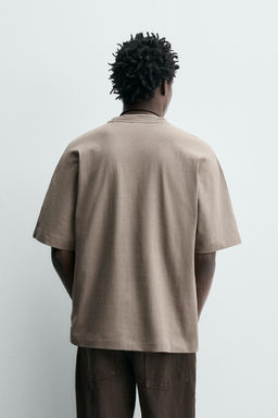 CAMISETA REGULAR FIT HEAVYWEIGHT / Marr?n / Topo - Zara фото 3