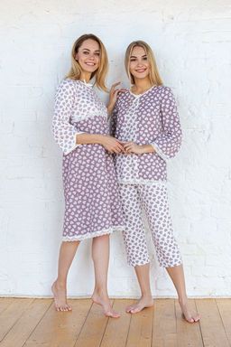 Пижама женская из футера Капучино с бриджами - Амадэль фото 2