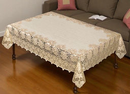 Скатерть арт. 202540/120/3, прямоугольная, размеры 120 см х 160 см, цвет: кремово-золотистый