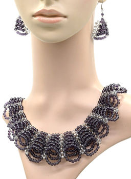 Колье Серьги Кружево цв.аметист, 50см