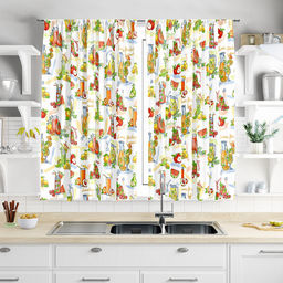 Шторы для кухни, 2шт 148х160см "Лимонад", на шторной ленте, хлопок "Комфорт" 171г/м2, упаковка классическая, пакет ПВХ 28х41см, "Домашняя мода" (Россия)