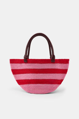 BOLSO YUTE PIEL RAYAS / Rojo - Zara фото 2