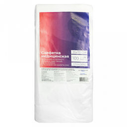 Салфетка медицинская одноразовая 35х70см, нестерильная, спанлейс, 35мкм, индивидуальное сложение, белый (Россия)