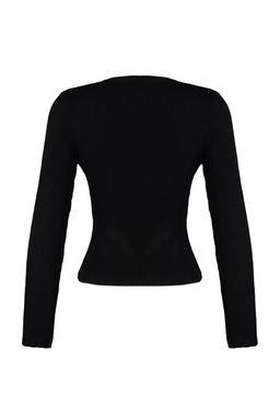 Siyah Basic Fitilli Triko Kazak TWOAW22KZ1708