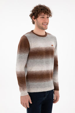 Erkek Slim Fit Bisiklet Yaka Gri Melanj Kazak - U.s. polo assn фото 3