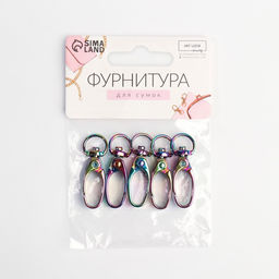 Цена за 2 шт. Карабин металлический, 38 12 мм / 10 1 мм, 5 шт, цвет бензин - Арт узор фото 4