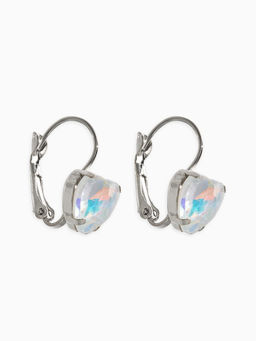 Серьги "Сердечки" лунные, цвет радужные в серебре