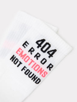 Цена за 5 пар! Носки женские белые с рисунком в виде надписи "404 ERROR EMOTIONS NOT FOUND" белый 217K-2691