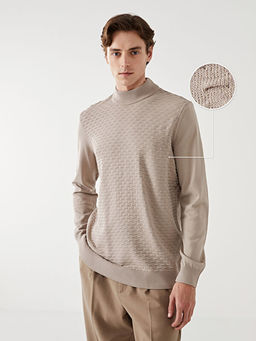 Yar?m Bal?k?? Yaka Uzun Kollu Erkek Triko Kazak