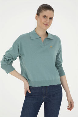 Женский мятный свитер-поло Yala Неожиданная скидка в корзине - U.s. polo assn фото 3