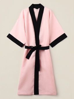 Халат женский длинный SL HOME Rose, размер 44-52, лён 100%, розовый