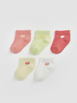 ?i?ekli K?z Bebek Patik ?orap 5li