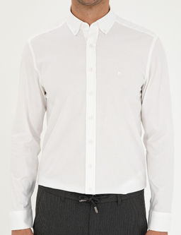 Beyaz Slim Fit Uzun Kollu G_mlek