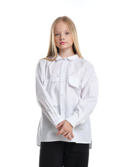 Рубашка для девочки белая в школу 22-7418 белый - Mini maxi фото 8