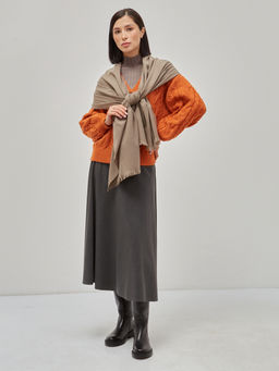 в составе шерсть Большой, мягкий, теплый двусторонний меланжевый однотонный палантин - Tantino фото 4