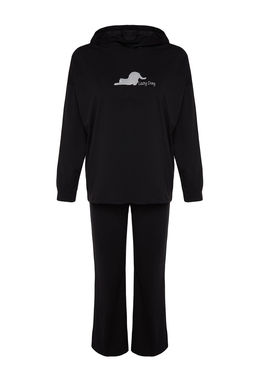 Siyah Kedi Bask?l? Sweatshirt-Pantolon Orme Pijama Tak?m? THMAW24PT00044 - Trendyolmilla фото 6