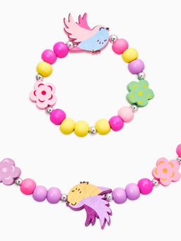 Набор детских украшений «Выбражулька. Птички», 2 предмета: бусы, браслет, разноцветный