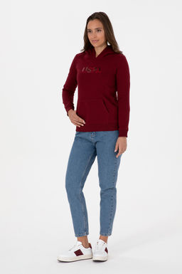 Kad_n Bordo Basic Sweatshirt Sepette S_rpriz _ndirim - U.s. polo assn фото 4