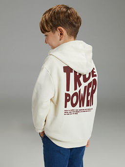 Kap??onlu Bask?l? Erkek ?ocuk Sweatshirt