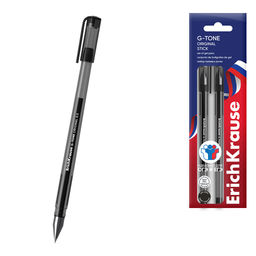 АКЦИЯ Цена за 48 шт. Набор из 3 ручек гелевых ErichKrause G-Tone Stick Original 0.5, для ОГЭ/ЕГЭ, цвет чернил черный (в пакете)
