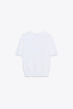BASIC PLAIN KNIT SHORT SLEEVE TOP - Zara фото 7