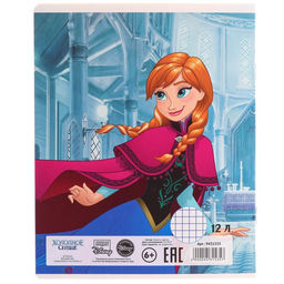 Цена за 20 шт. Тетрадь в клетку 12 листов, 5 видов МИКС, обложка мелованный картон, «Холодное сердце»