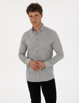 Gri Slim Fit Uzun Kollu G_mlek - Pierre cardin фото 3