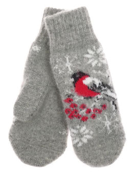 Варежки женские "Снегирь и снежинки" КРУГ 3472-6