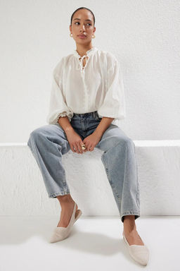 Trendyol Shoes Siyah Triko Arkas? Ac?k Sivri Burun Kad?n Babet TAKSS25BE00008 - Trendyolmilla фото 7