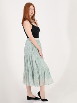 Юбка мятного цвета ярусная шифоновая - Almond фото 9