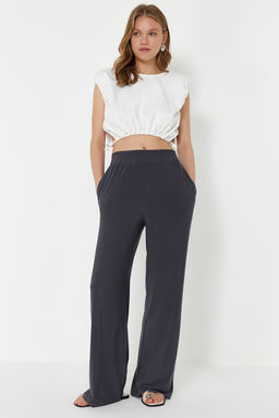 Antrasit Wide Leg/Rahat Kesim Yuksek Bel Esnek Pantolon TWOSS23PL00129