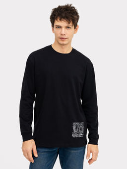 Лонгслив мужской в черном цвете с печатью черный +печать 121811/1 - Mark formelle фото 4