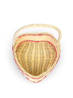 Корзина плетёная, в форме сердечка, набор 3 шт., лоза, кукуруза, с розовой полоской