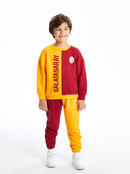 Bisiklet Yaka Galatasaray Bask?l? Erkek ?ocuk Sweatshirt ve E?ofman Alt 2li Tak?m