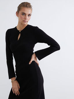 Bisiklet Yaka Triko Elbise