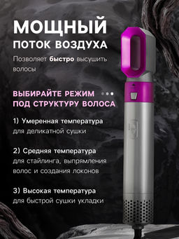 Мультистайлер Luazon LW-17, 1000 Вт, керамическое покрытие, 5 насадок, до 120 °C