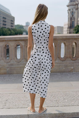 VESTIDO MIDI POPEL?N LUNARES / Negro / Blanco - Zara фото 5