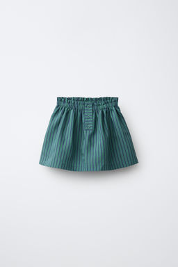 FALDA BERMUDA RAYAS CON MODAL / Azul pato