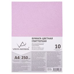 VISTA-ARTISTA Бумага цветная глиттерная GLIT-A4 250 г/м2 A4 21 х 29.7 см 10 шт. 01 - под серебро (silver)  фото 4