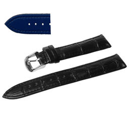 Ремешок для часов натуральная кожа черный 16 мм C16-16black-blue