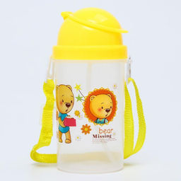 Поильник детский с силиконовой трубочкой, 350 мл., цвет МИКС