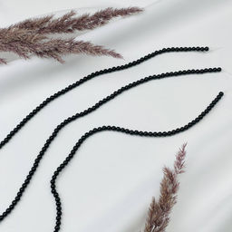 Бусины для украшений из черного Агата (90 бусин) 39 см