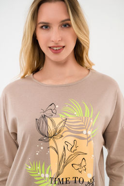 Пижама из футболки и брюк из кулирки Мечта тропики кофе - Амадэль фото 10