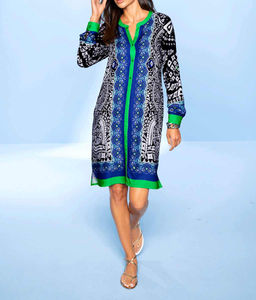 Платье, сине-зеленое