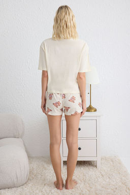 Trendyolmilla Pembe %100 Pamuklu Ay?c?kl? ve Puantiyeli Uyku Bantl? Sortlu Orme Pijama Tak?m? THMSS25PT00096  фото 13