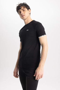 Хлопковая футболка с короткими рукавами и круглым вырезом с принтом Muscle Fit - Defacto фото 5